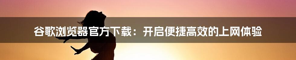 谷歌浏览器官方下载：开启便捷高效的上网体验