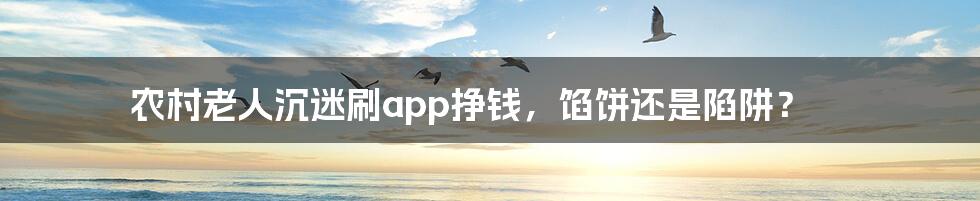 农村老人沉迷刷app挣钱，馅饼还是陷阱？