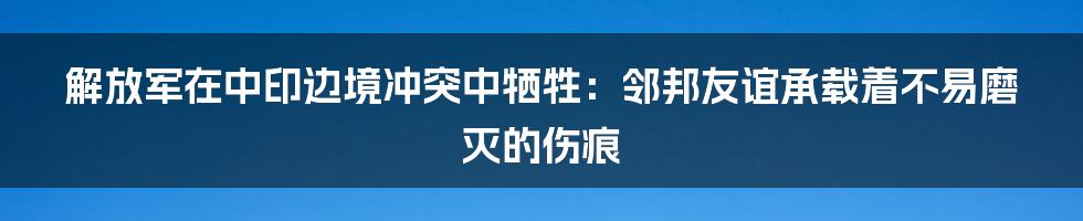 解放军在中印边境冲突中牺牲：邻邦友谊承载着不易磨灭的伤痕