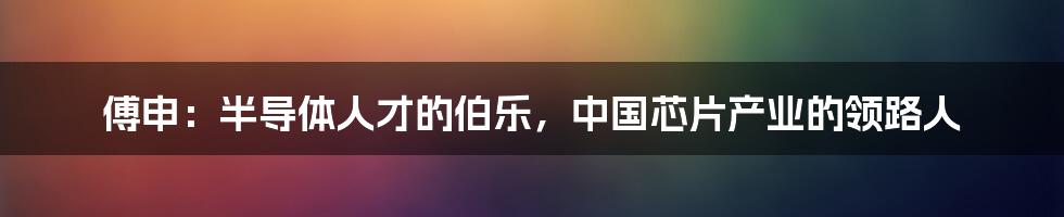 傅申：半导体人才的伯乐，中国芯片产业的领路人