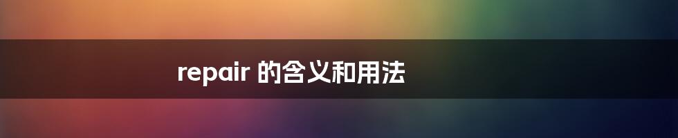 repair 的含义和用法