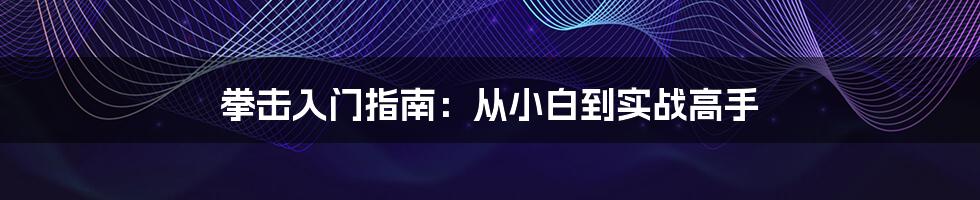 拳击入门指南：从小白到实战高手