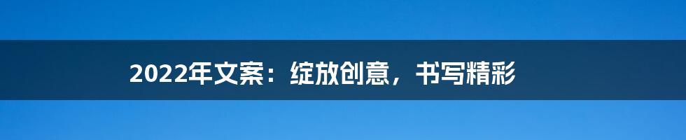 2022年文案：绽放创意，书写精彩