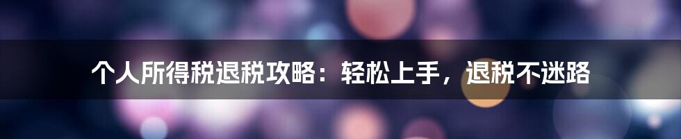 个人所得税退税攻略：轻松上手，退税不迷路