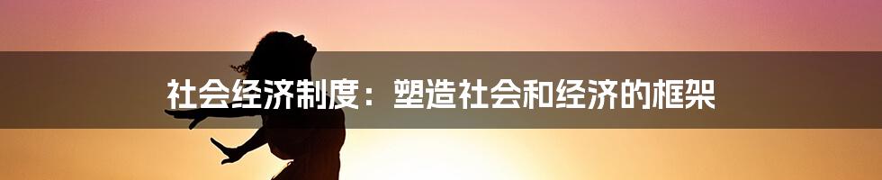 社会经济制度：塑造社会和经济的框架