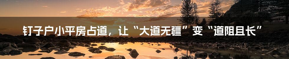 钉子户小平房占道，让“大道无疆”变“道阻且长”