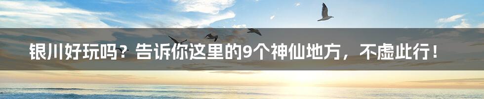 银川好玩吗？告诉你这里的9个神仙地方，不虚此行！