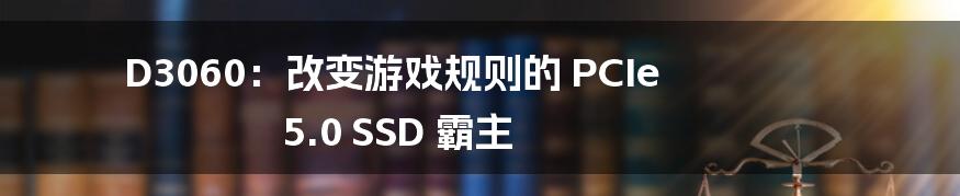 D3060：改变游戏规则的 PCIe 5.0 SSD 霸主