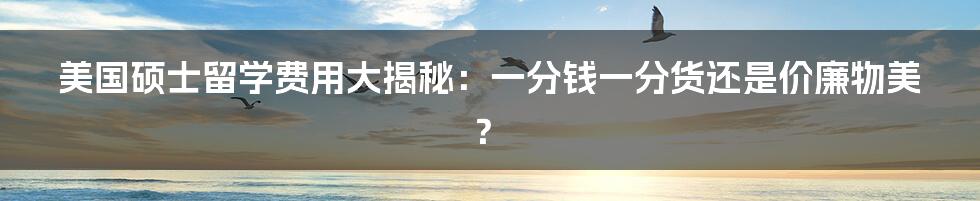 美国硕士留学费用大揭秘：一分钱一分货还是价廉物美？