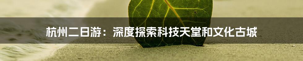 杭州二日游：深度探索科技天堂和文化古城