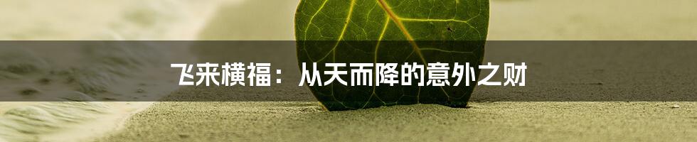 飞来横福：从天而降的意外之财