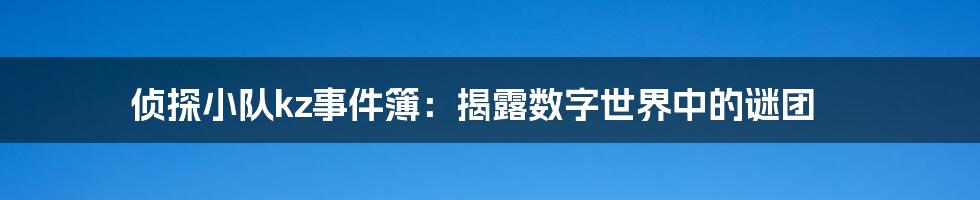 侦探小队kz事件簿：揭露数字世界中的谜团