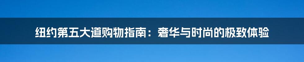 纽约第五大道购物指南：奢华与时尚的极致体验