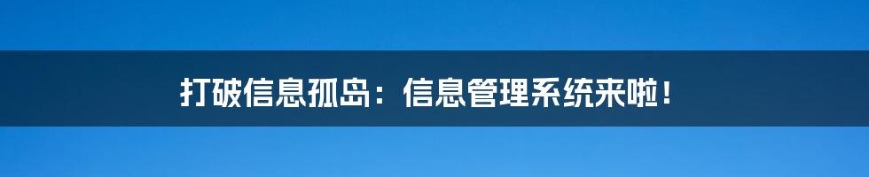 打破信息孤岛：信息管理系统来啦！