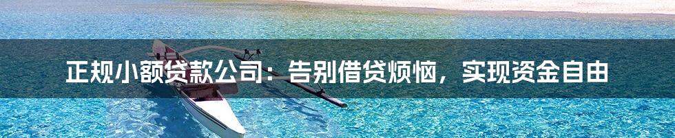 正规小额贷款公司：告别借贷烦恼，实现资金自由