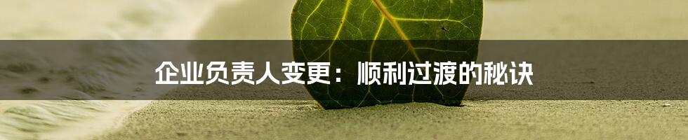 企业负责人变更：顺利过渡的秘诀