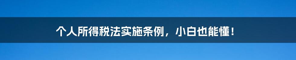 个人所得税法实施条例，小白也能懂！