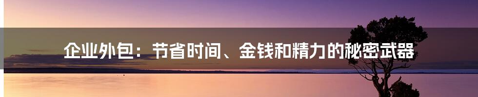 企业外包：节省时间、金钱和精力的秘密武器