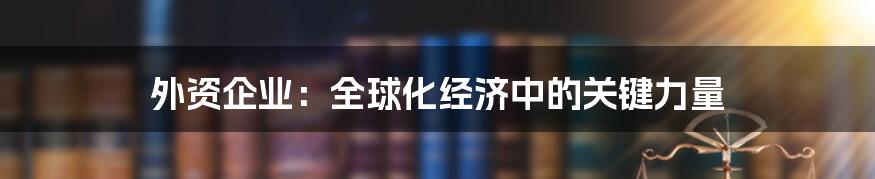 外资企业：全球化经济中的关键力量