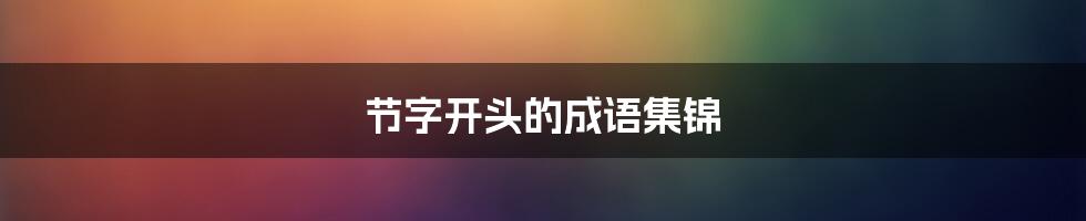 节字开头的成语集锦