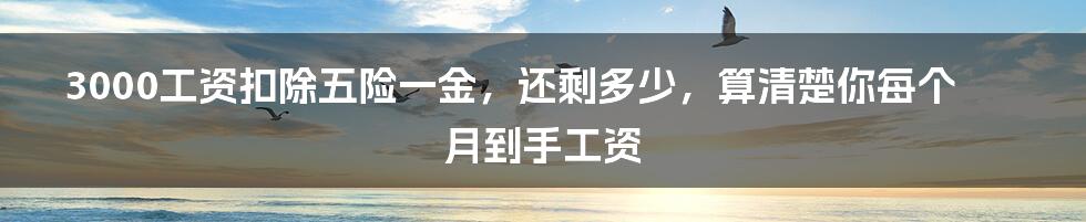 3000工资扣除五险一金，还剩多少，算清楚你每个月到手工资