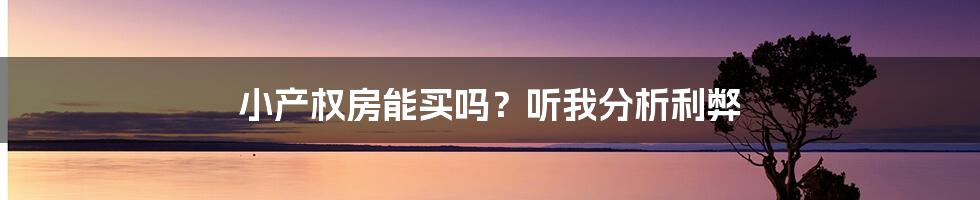 小产权房能买吗？听我分析利弊