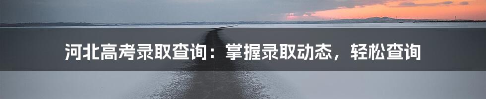 河北高考录取查询：掌握录取动态，轻松查询