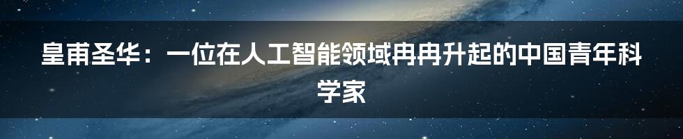 皇甫圣华：一位在人工智能领域冉冉升起的中国青年科学家