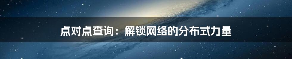 点对点查询：解锁网络的分布式力量