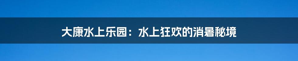 大康水上乐园：水上狂欢的消暑秘境