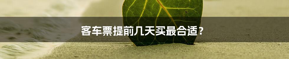 客车票提前几天买最合适？