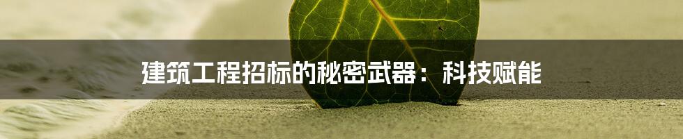 建筑工程招标的秘密武器：科技赋能