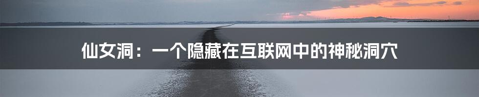 仙女洞：一个隐藏在互联网中的神秘洞穴