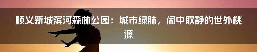 顺义新城滨河森林公园：城市绿肺，闹中取静的世外桃源