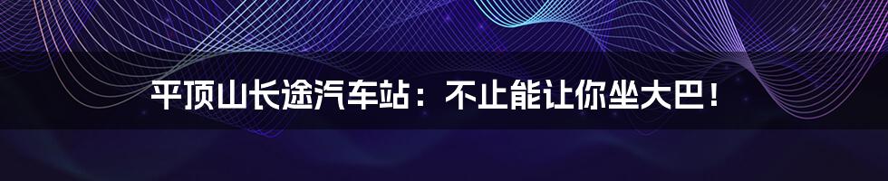 平顶山长途汽车站：不止能让你坐大巴！