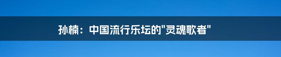 孙楠：中国流行乐坛的"灵魂歌者"