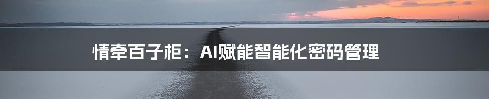 情牵百子柜：AI赋能智能化密码管理