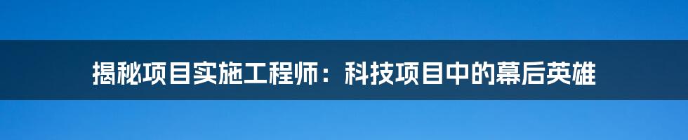 揭秘项目实施工程师：科技项目中的幕后英雄