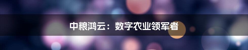 中粮鸿云：数字农业领军者