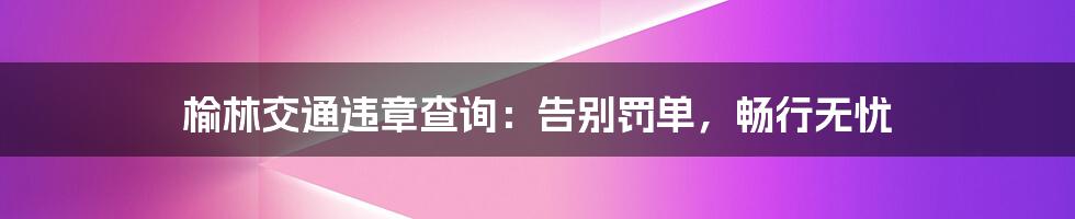 榆林交通违章查询：告别罚单，畅行无忧