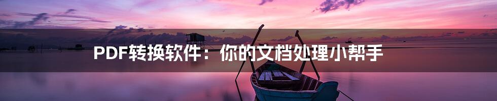 PDF转换软件：你的文档处理小帮手