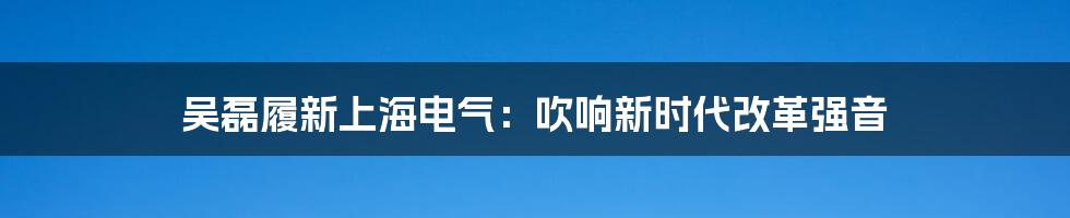 吴磊履新上海电气：吹响新时代改革强音