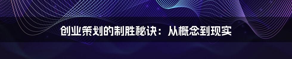 创业策划的制胜秘诀：从概念到现实