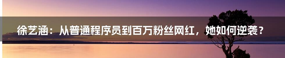 徐艺涵：从普通程序员到百万粉丝网红，她如何逆袭？