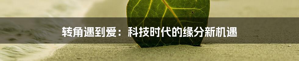 转角遇到爱：科技时代的缘分新机遇