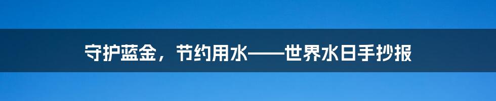 守护蓝金，节约用水——世界水日手抄报