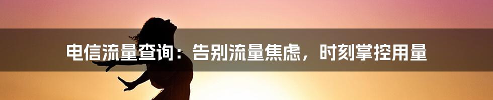 电信流量查询：告别流量焦虑，时刻掌控用量