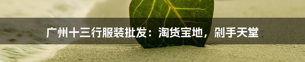 广州十三行服装批发：淘货宝地，剁手天堂