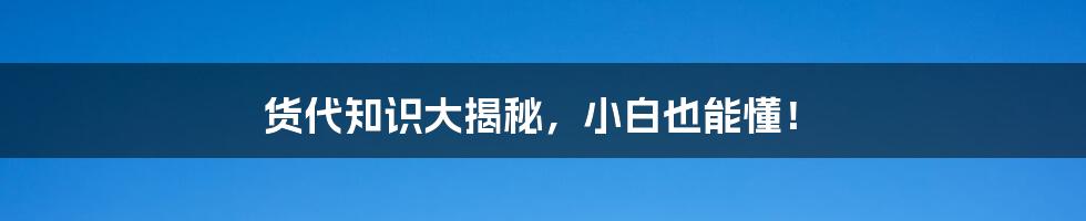 货代知识大揭秘，小白也能懂！