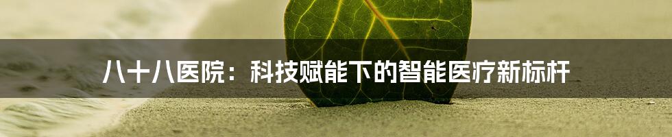 八十八医院：科技赋能下的智能医疗新标杆